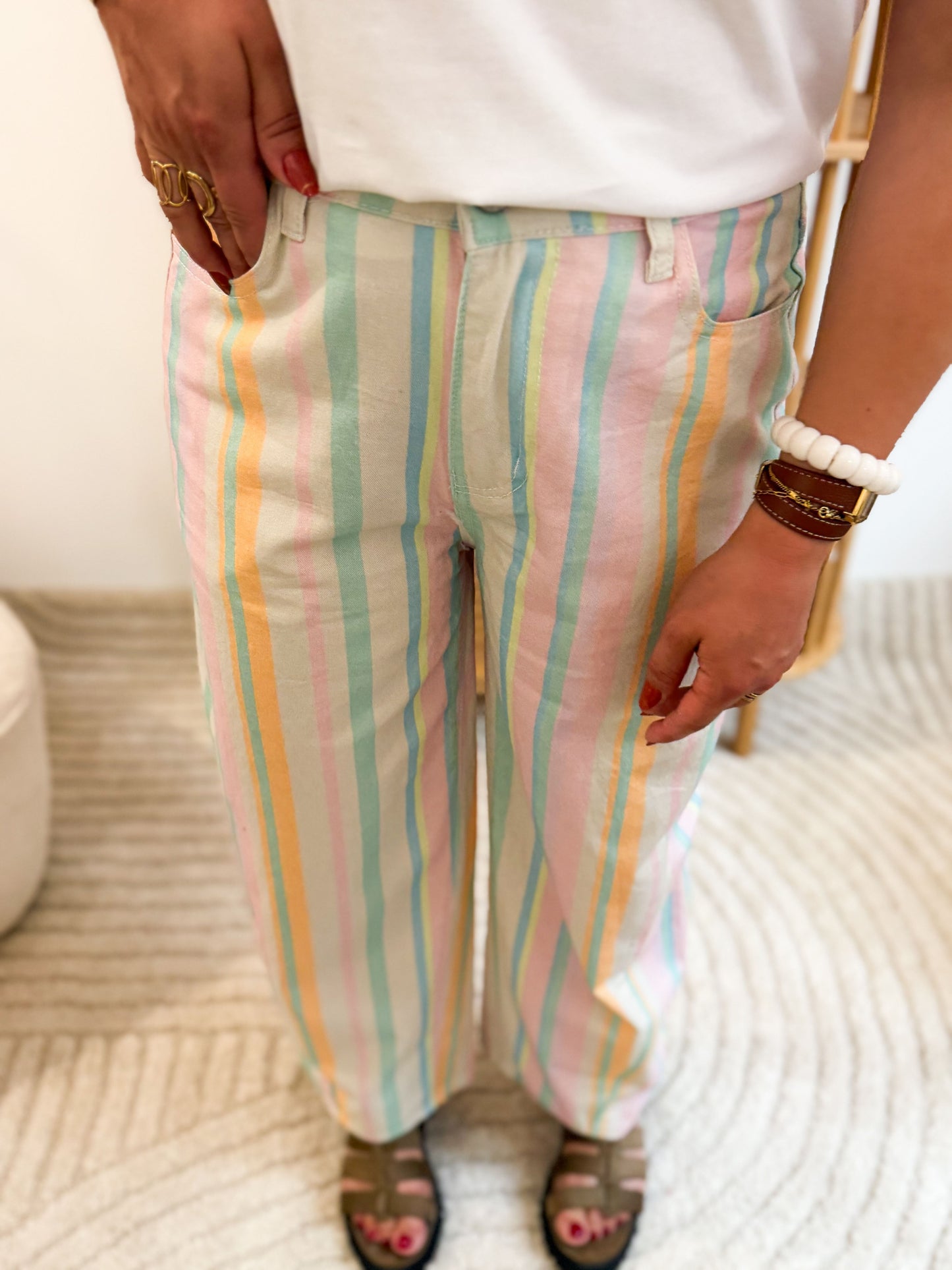 Jean ballon Aqua multicolor