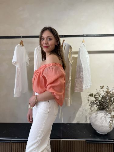 Blouse fluide elastiquée - Orange