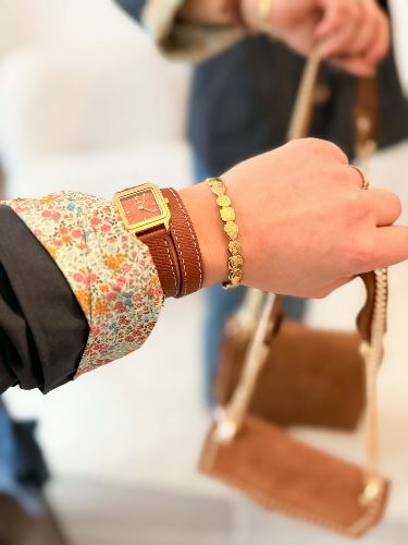 Sac en daim clouté - Marron
