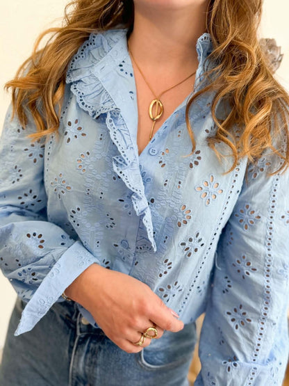 Blouse Broderie - Bleu