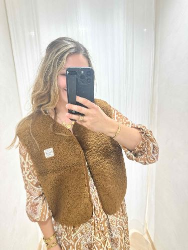 Robe longue taupe imprimé bohème
