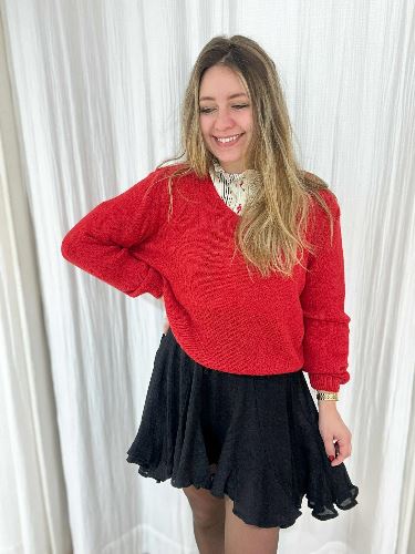 Chemise fleurs et rayures noir et rouge