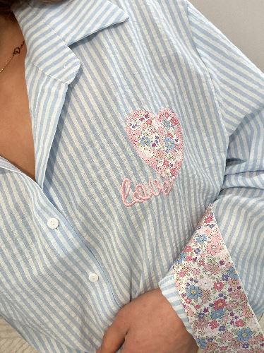 Chemise rayures et coeur liberty