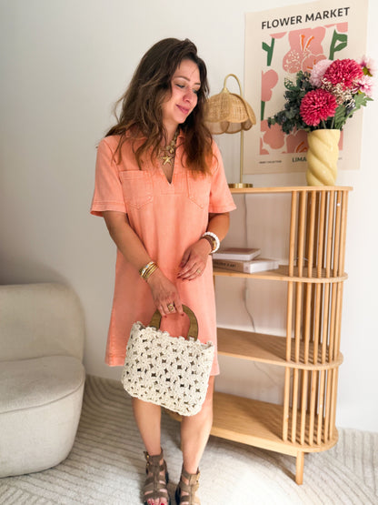 Robe en jean orange délavé