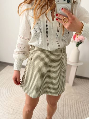 Jupe short - Vichy olive