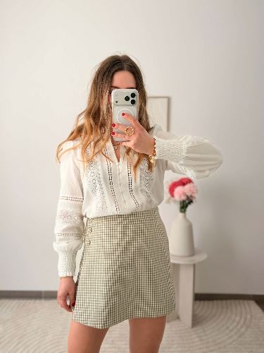 Jupe short - Vichy olive