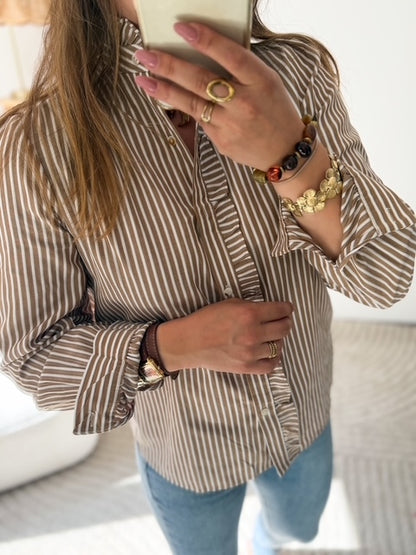 Chemise rayures - Marron et beige