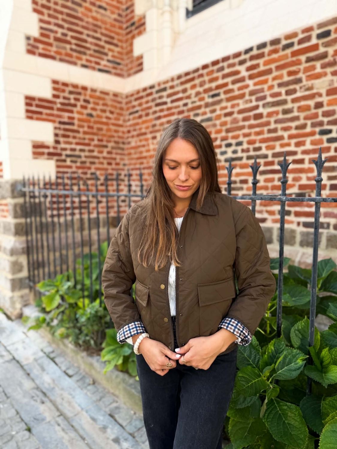 Veste matelassée marron carreaux