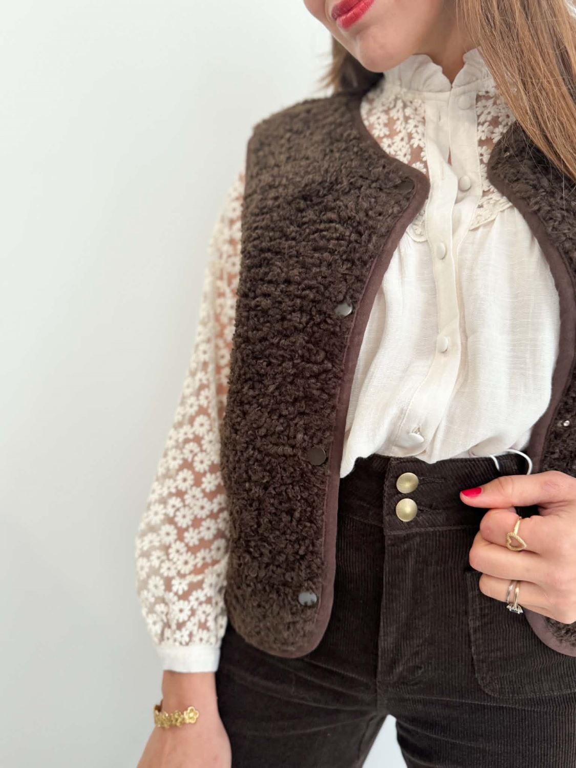 Gilet bouclette - Marron