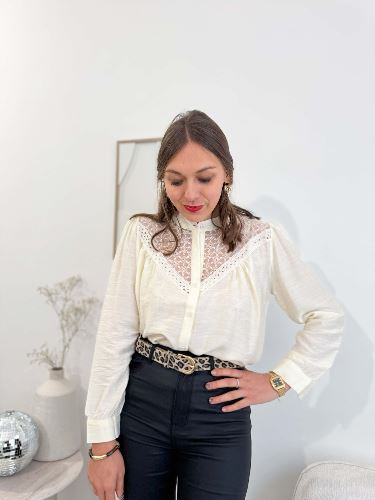 Chemise fluide écru dentelle