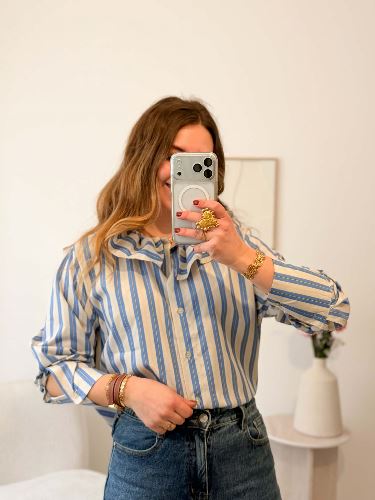 Chemise à rayures - Bleu et jaune