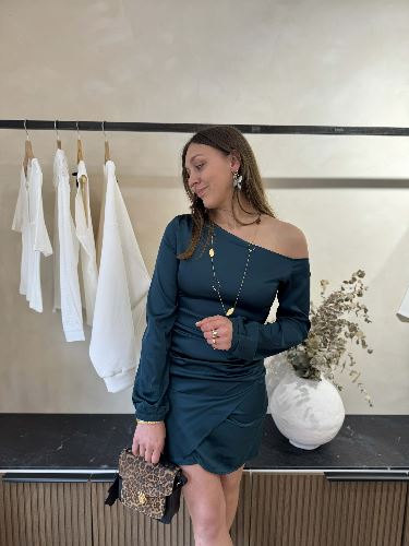 Robe en satin - Vert canard
