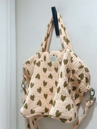Sac cabas coeur rosé vet kaki