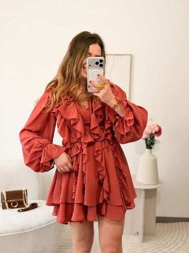 Robe à volants - Vieux rose