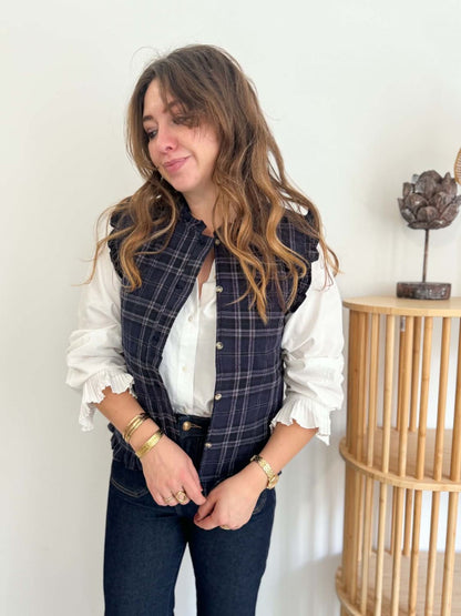 Gilet sans manche carreaux - Marine