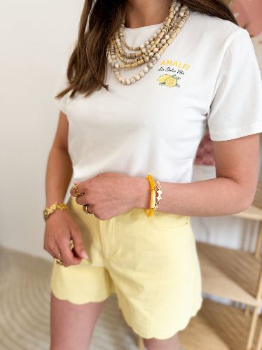 Short jaune - Cotelé