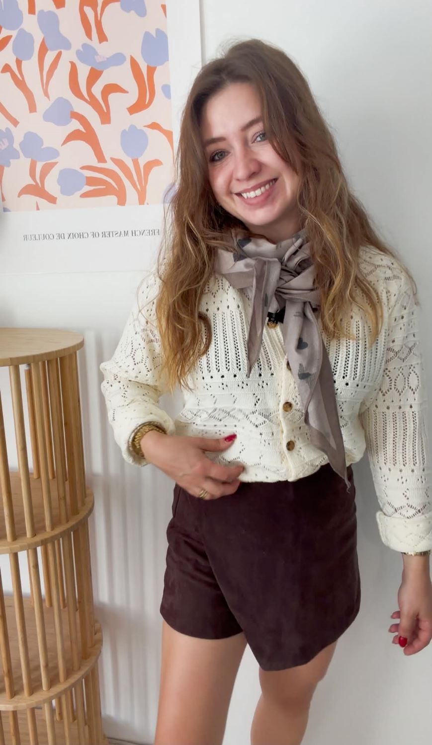 Foulard taupe chien