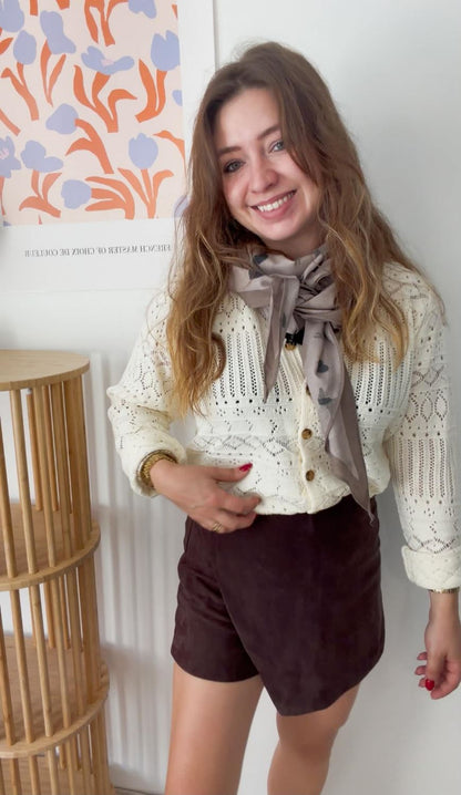 Foulard taupe chien