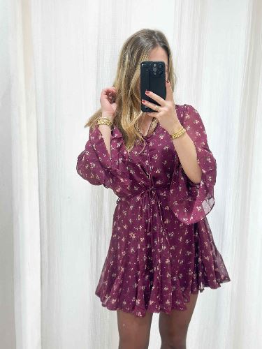 Robe bordeau fleurie
