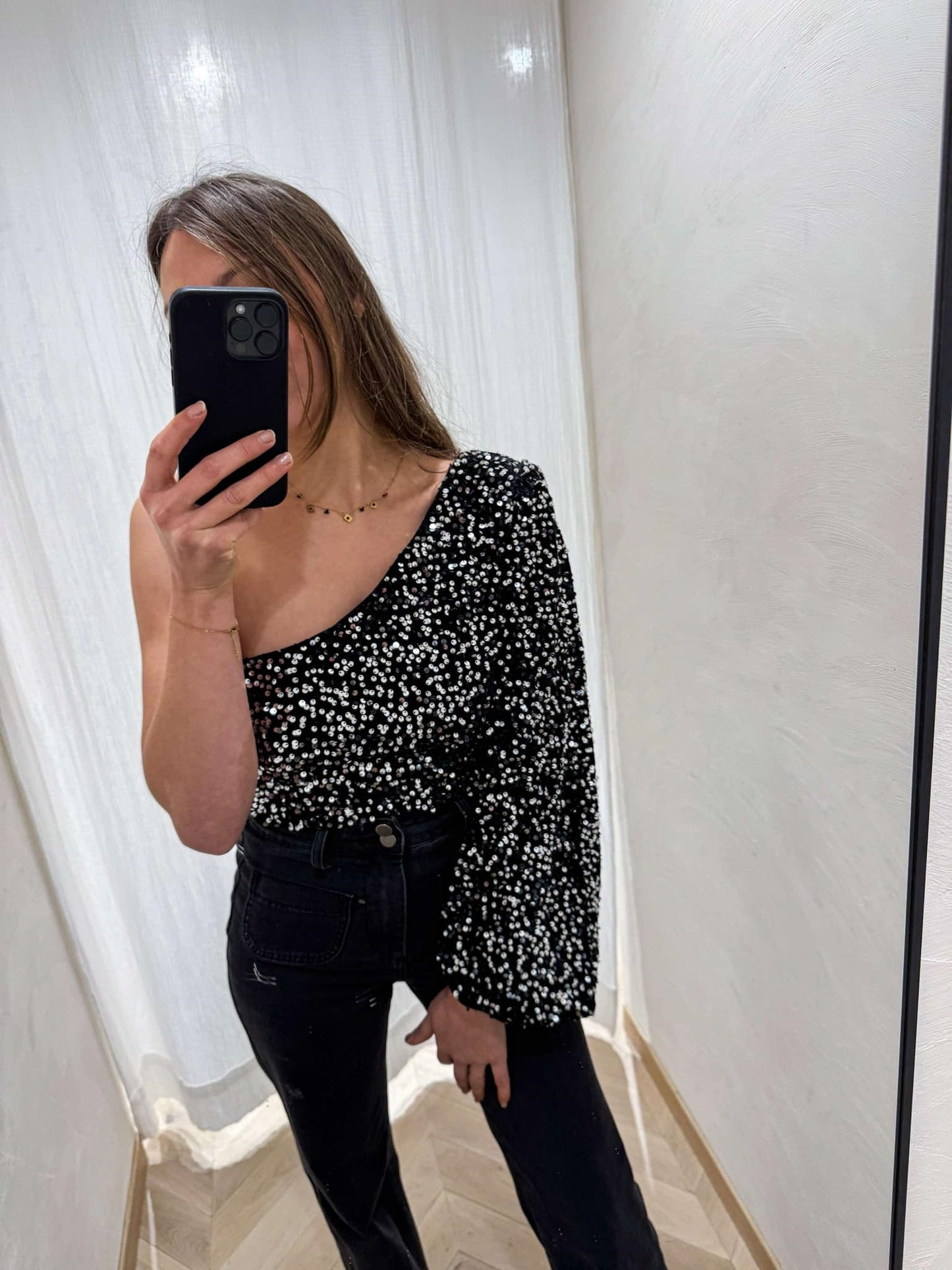 HAUT SEQUINS ARGENTE