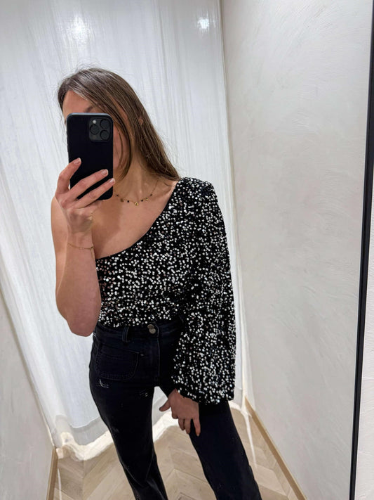 HAUT SEQUINS ARGENTE
