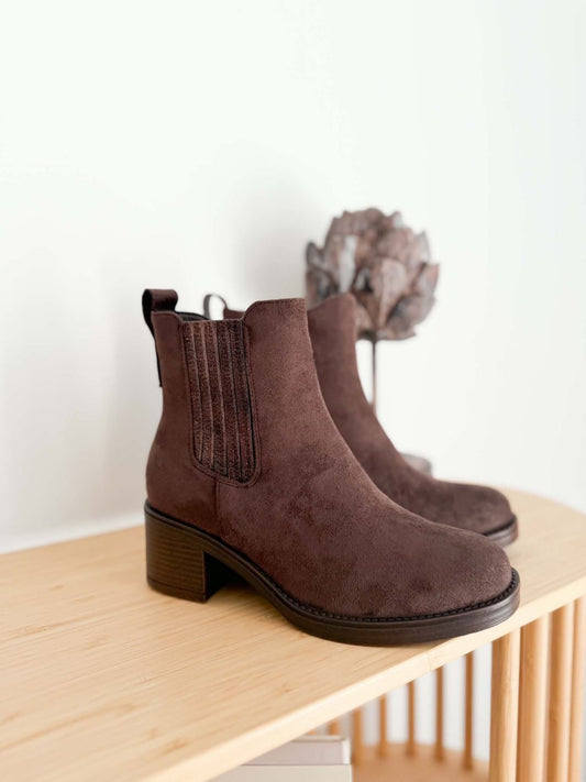 Bottines marron suedine marron