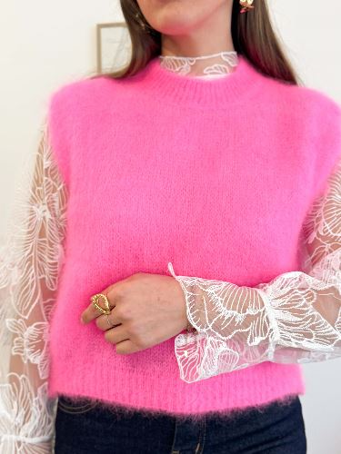 Pull manches courtes - Fushia