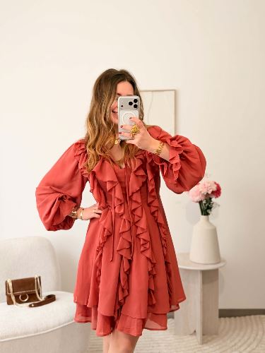Robe à volants - Vieux rose