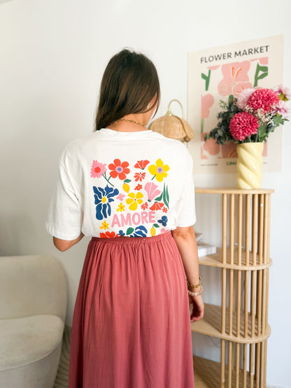 Jupe longue fluide bois de rose