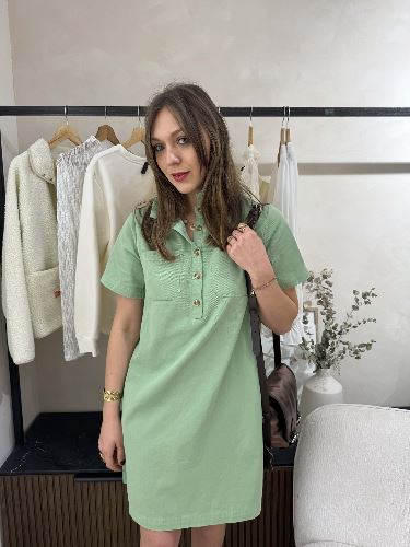 Robe droite en jean - Vert