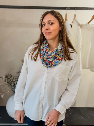 Chemisier blanc foulard liberty