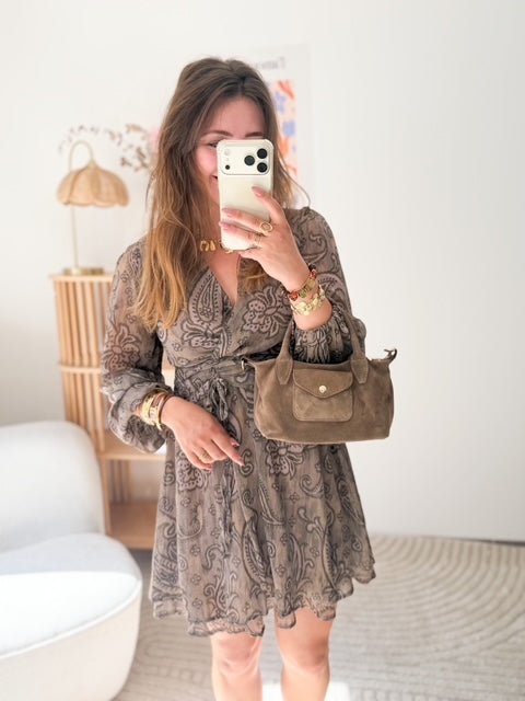 Robe imprimée kaki