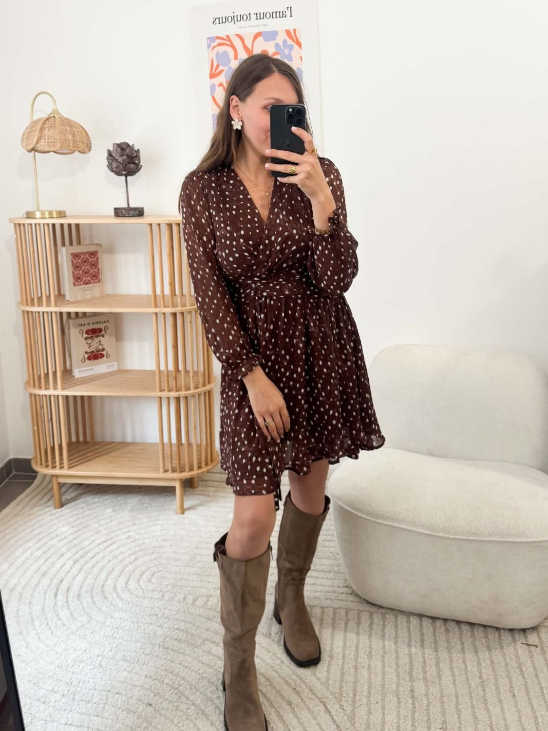 Robe fluide marron terracotta