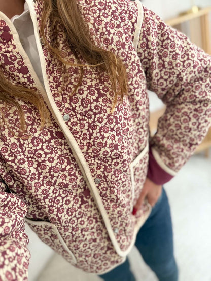 Veste Prune - A fleurs