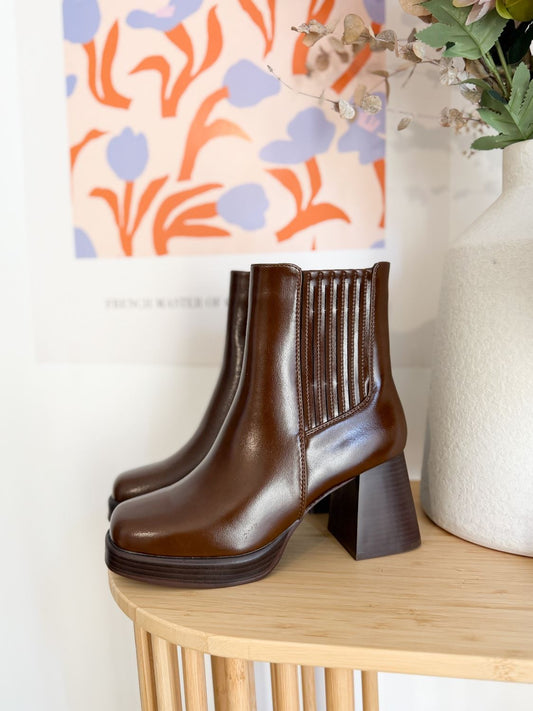 Bottines vernies - Cognac