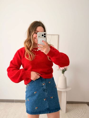 Pull rouge - Nouer reversible