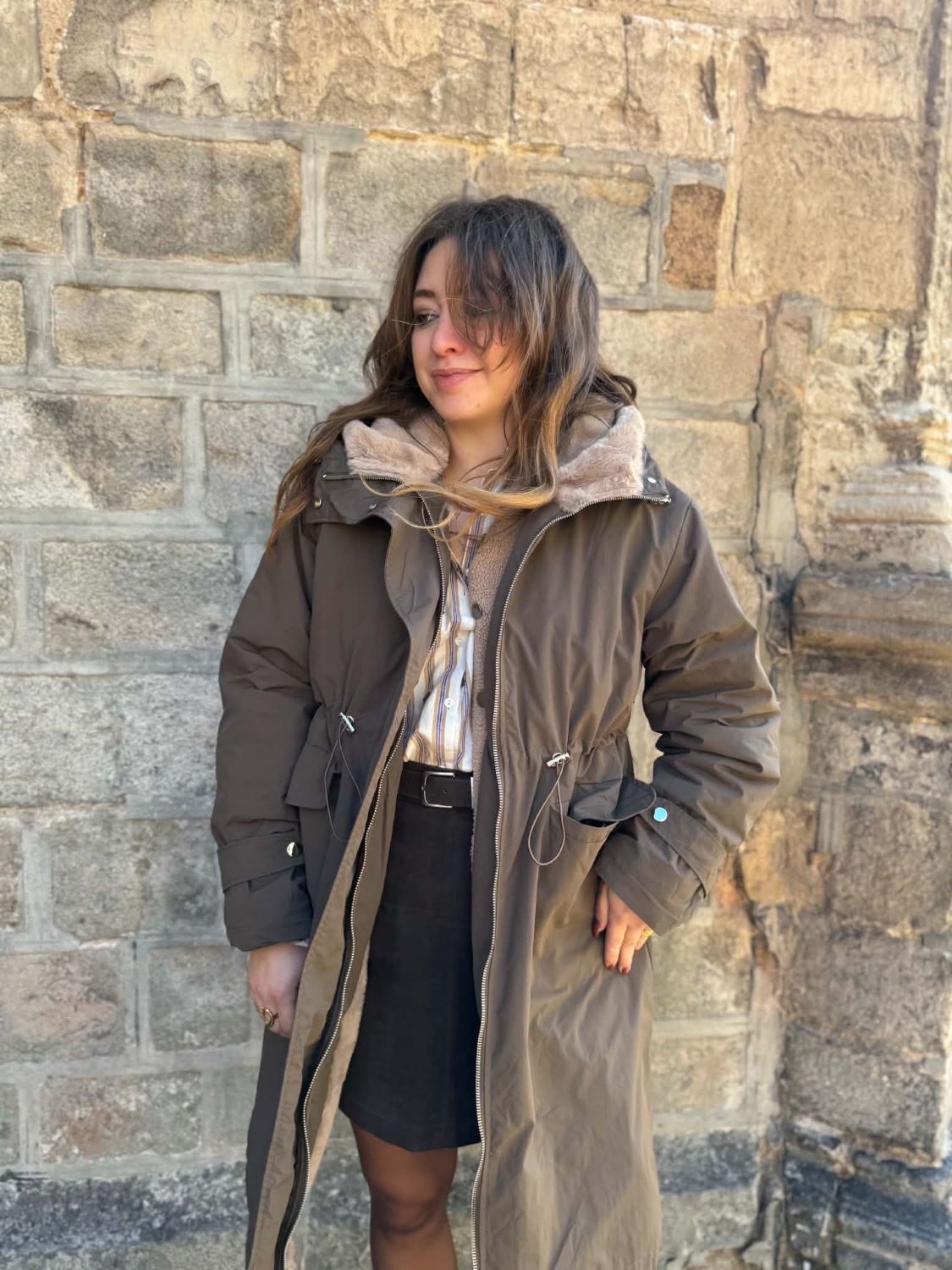 Manteau long fourré - Chocolat