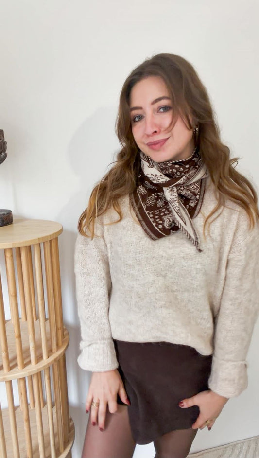 Echarpe triangle bandana marron
