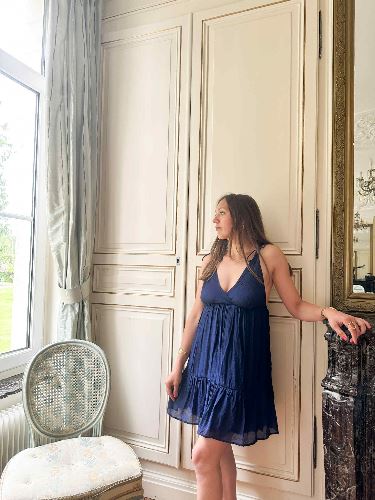 robe bleu marine fine bretelle