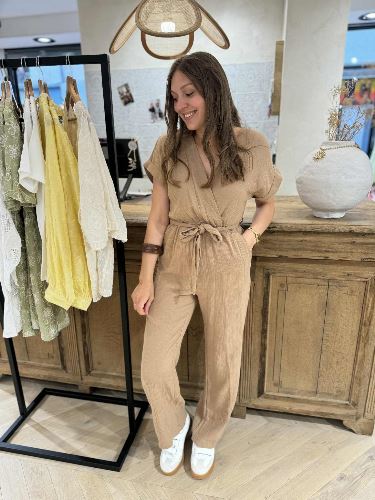 Combinaison gaze de coton marron