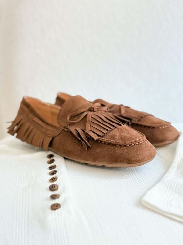 Mocassions à franges - Marron