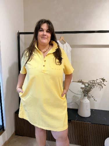 robe jean jaune pastel