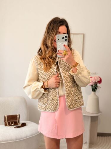 Jupe-short asymétrique - Rose pastel