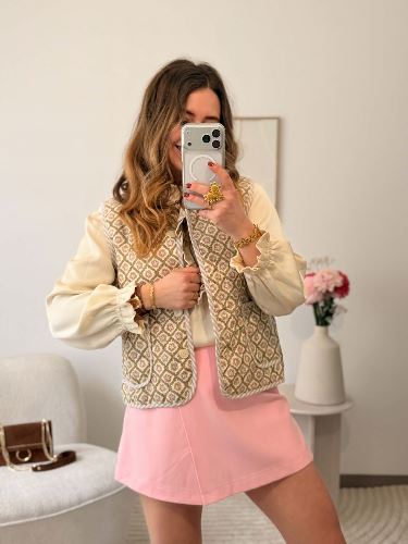 Jupe-short asymétrique - Rose pastel