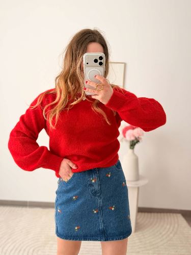 Pull rouge - Nouer reversible