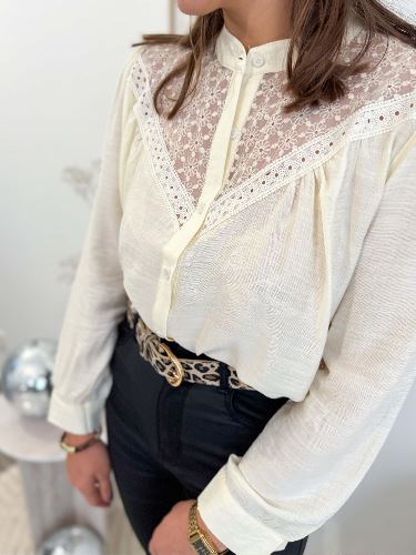 Chemise fluide écru dentelle