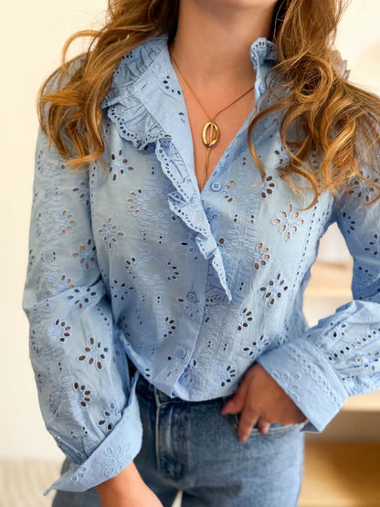 Blouse Broderie - Bleu