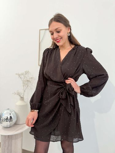 Robe strass marron