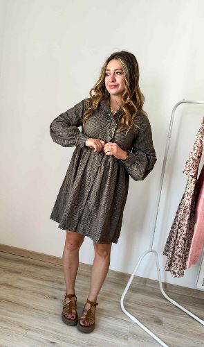 Robe fluide rayures marron