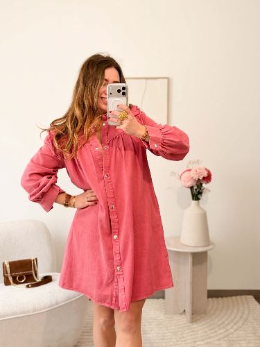 Robe en jean - Rose